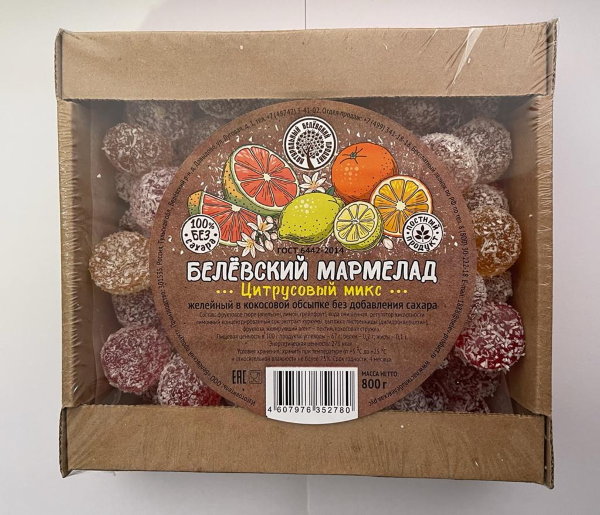 №2 Мармелад белевский на фруктозе 800г "Цитрусовый микс"    в Ульяновске